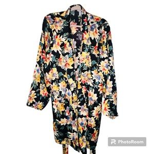NWT Ava & Viv Sunflower Floral Garden Silky Open Front Cardigan Tunic W Tie 4X